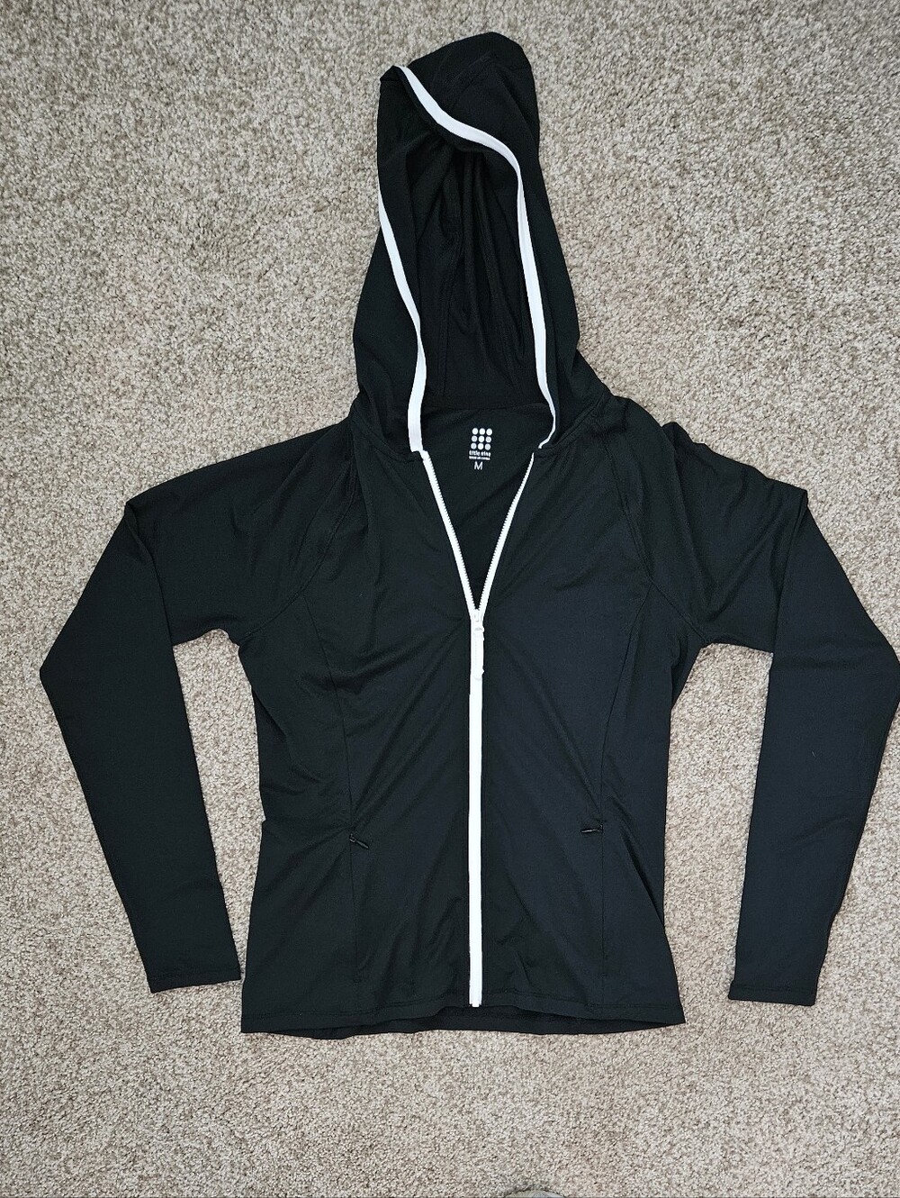 Title Nine Black Zip Hoodie with White Logo Detail
